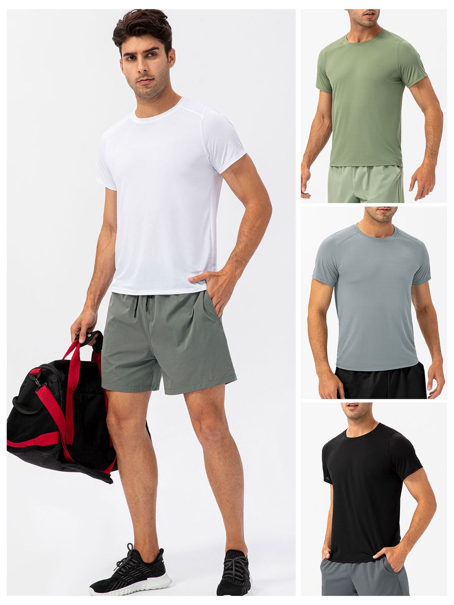 Men Sports T-shirt Short Sleeved Running Shirts Round Neck