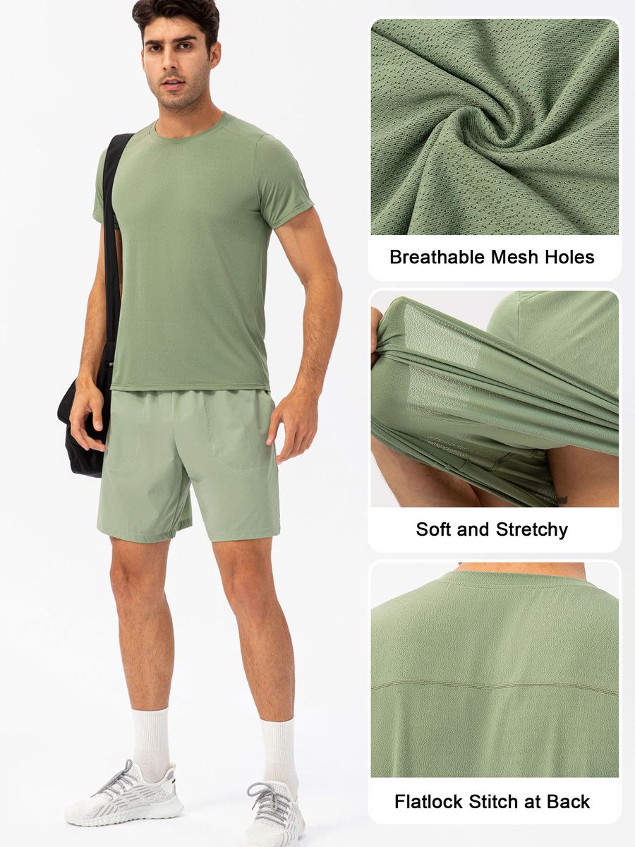 Men Sports T-shirt Short Sleeved Running Shirts Round Neck