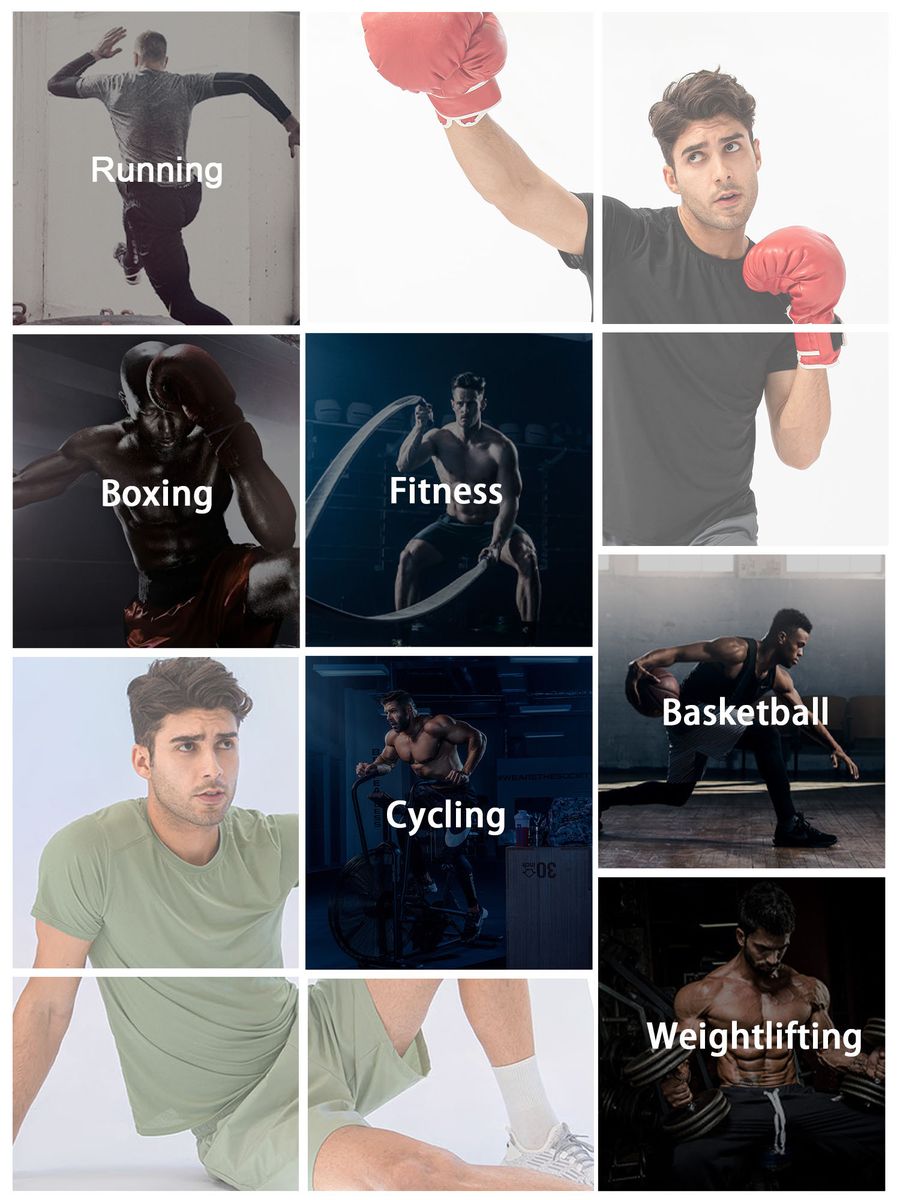 Men Sports T-shirt Short Sleeved Running Shirts Round Neck