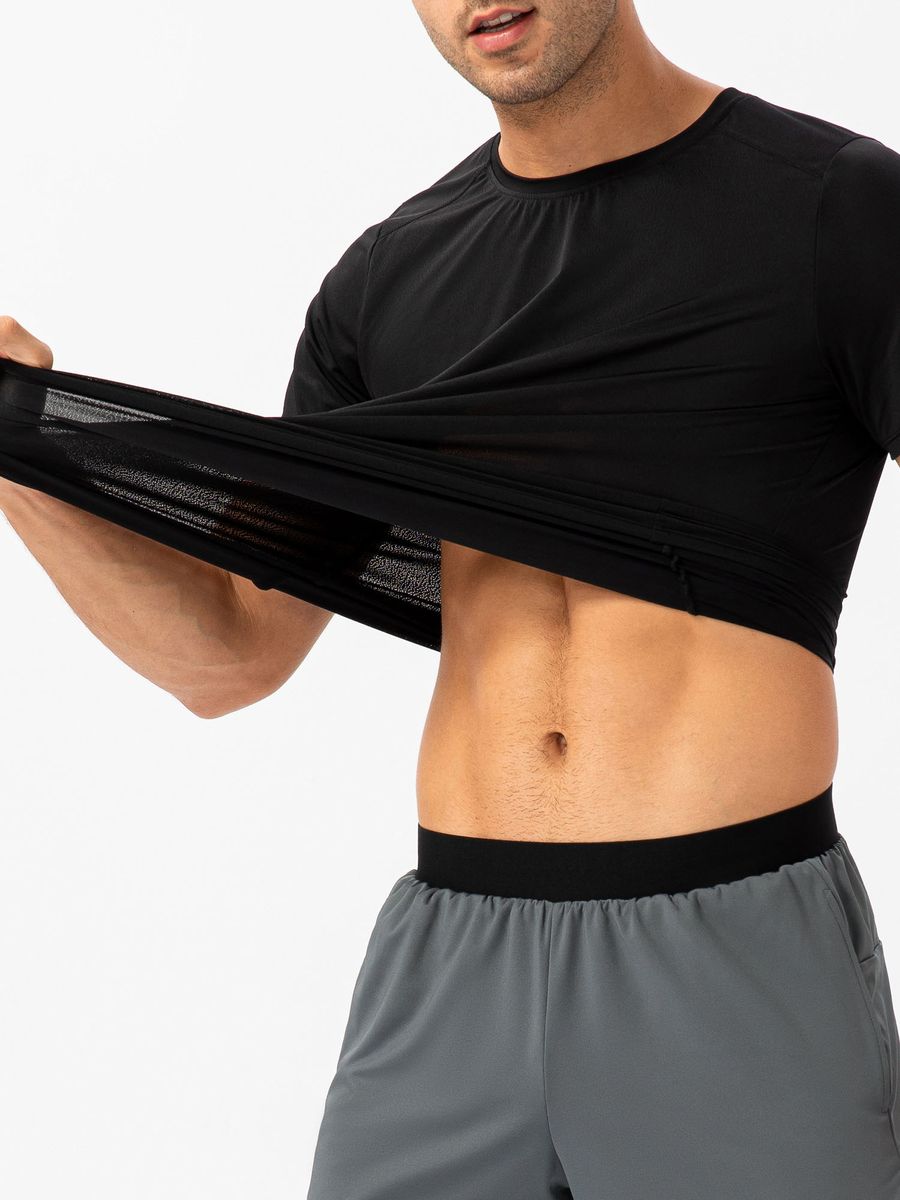 Men Sports T-shirt Short Sleeved Running Shirts Round Neck