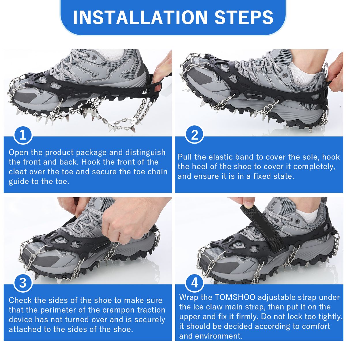 TOMMSHOO 32-Tooth Ice Claw Stainless Steel Anti-Slip Shoe