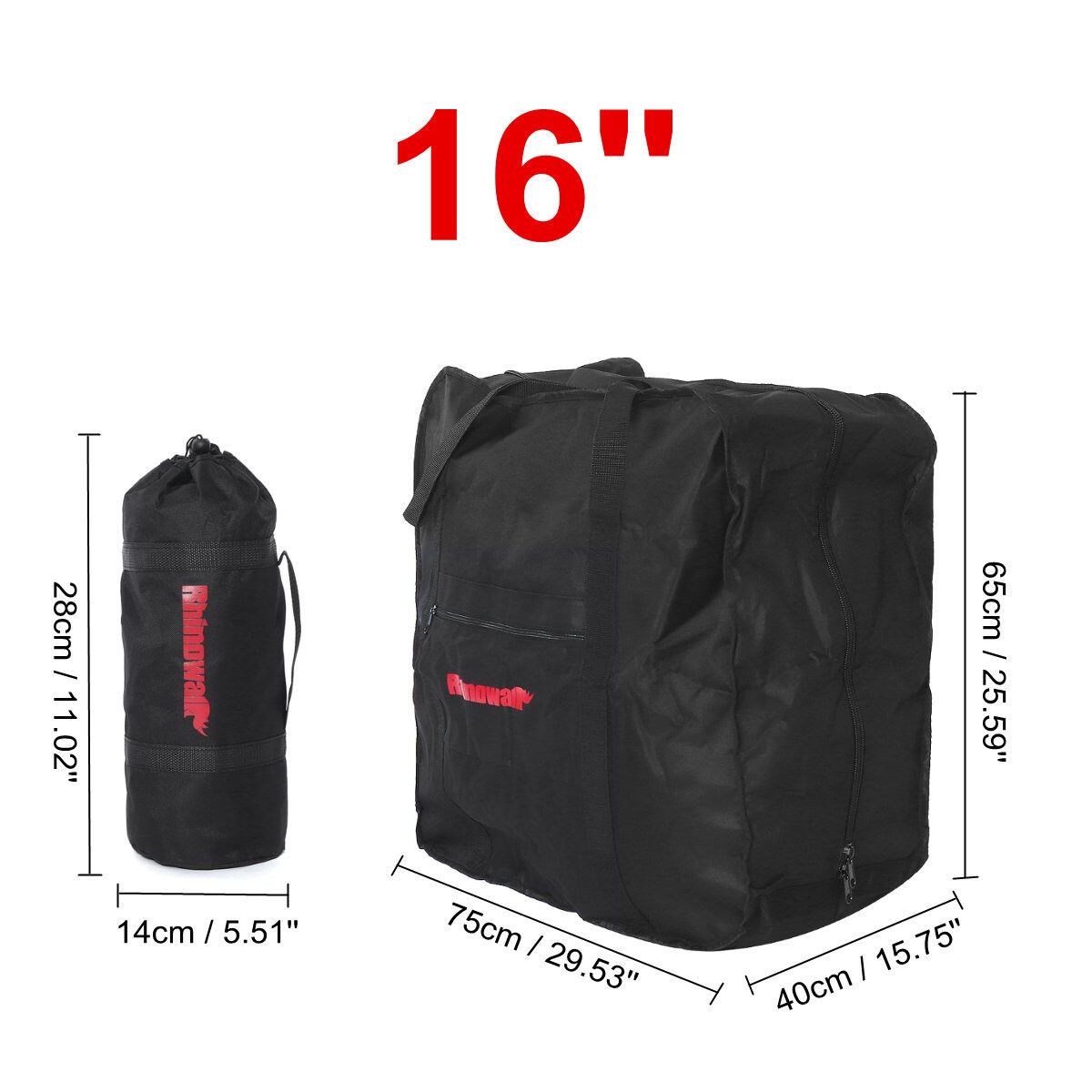 Folding Bike Bicycle Carrier Bag Carry Transport Travel Pouch Case 14/16/20 Inch Deep Black