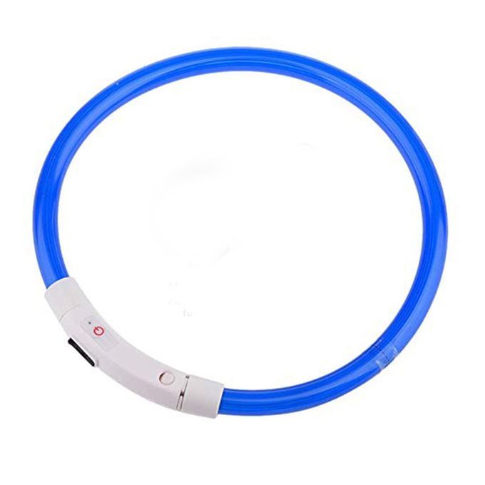 Dog  Ollar USB Re Hargeable Light-emitting Pet  Ollar TPU Dog Safety Light-blue-70CM