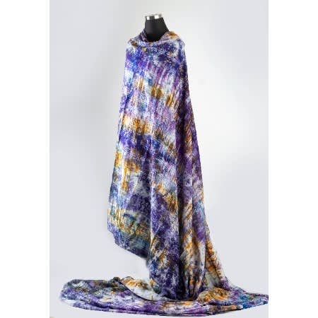 Adire Fabric - Blend Of Purple + Blue + Sage And Gold - 5 Yards