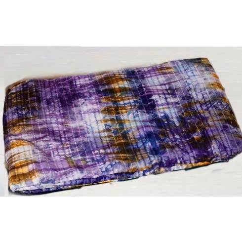 Adire Fabric - Blend Of Purple + Blue + Sage And Gold - 5 Yards