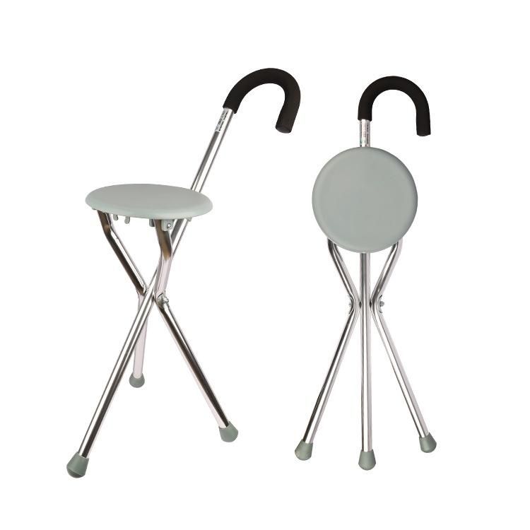 Elderly Stick Stool Portable Dexterous Non Slip Walking Three Leg Folding Cane