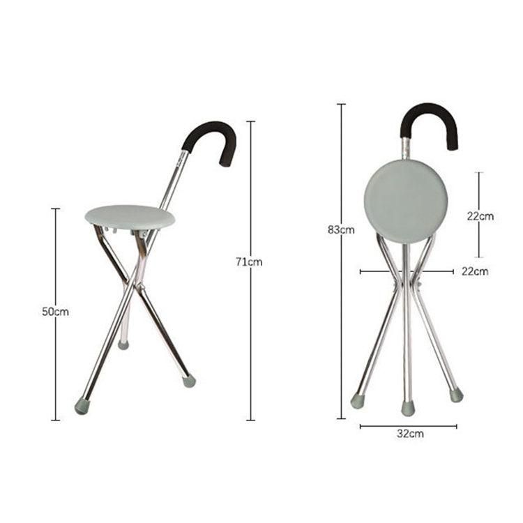 Elderly Stick Stool Portable Dexterous Non Slip Walking Three Leg Folding Cane