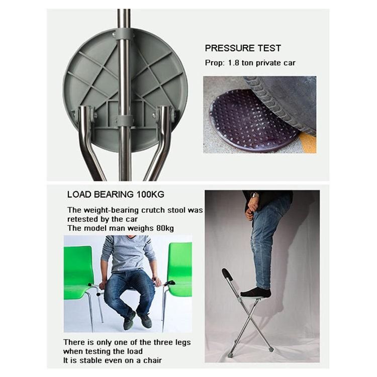 Elderly Stick Stool Portable Dexterous Non Slip Walking Three Leg Folding Cane