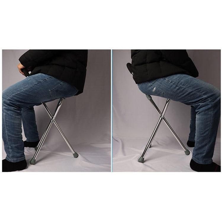 Elderly Stick Stool Portable Dexterous Non Slip Walking Three Leg Folding Cane