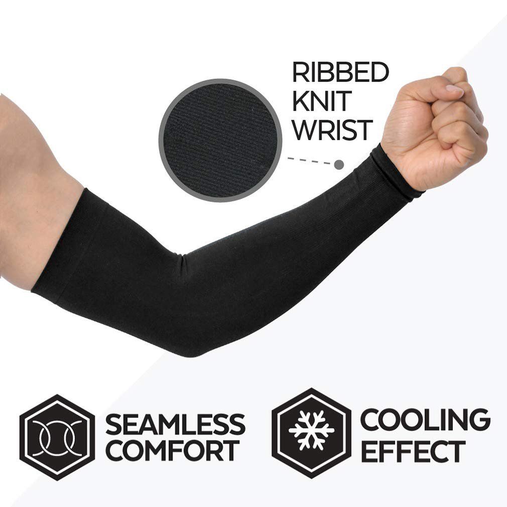 Uv Protection Cooling Arm Sleeves Upf 50 Compression Sun Sleeves Men And Women-black