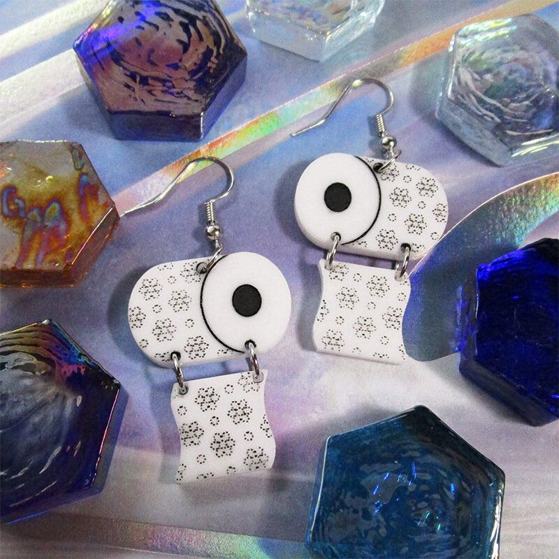 Roll Paper Earrings Paper Towel Earrings Funny Fun Toilet