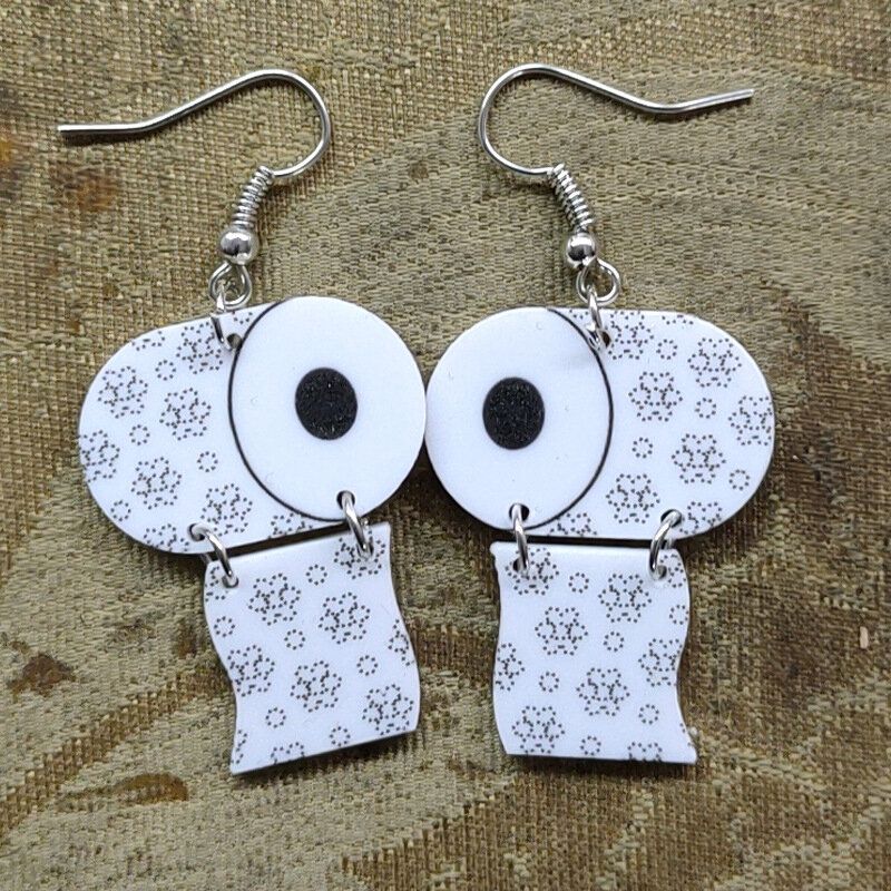 Roll Paper Earrings Paper Towel Earrings Funny Fun Toilet