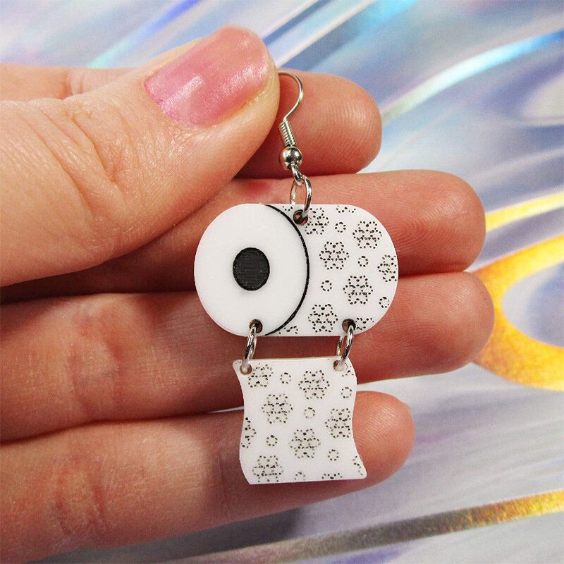 Roll Paper Earrings Paper Towel Earrings Funny Fun Toilet