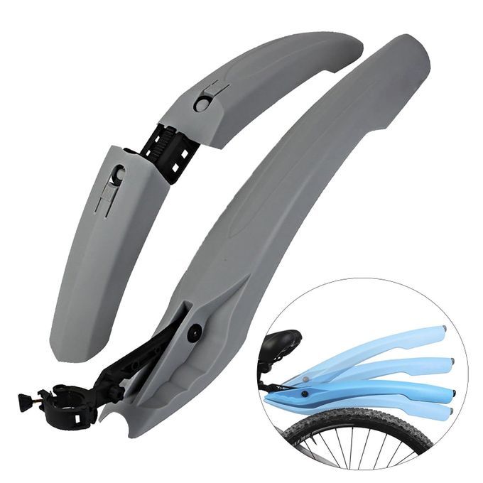 Bike Mudguard Set Front Rear Fender With Tail Light Cycling Gray