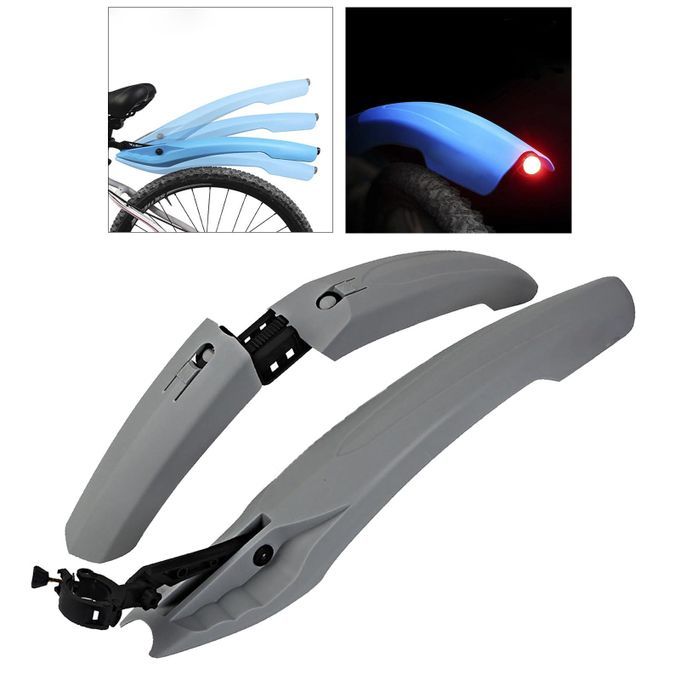 Bike Mudguard Set Front Rear Fender With Tail Light Cycling Gray