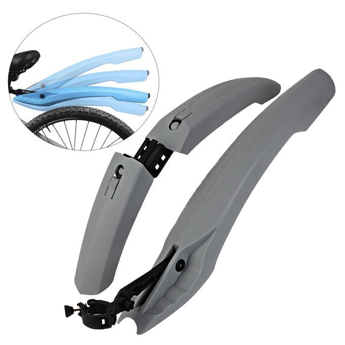 Bike Mudguard Set Front Rear Fender With Tail Light Cycling Gray