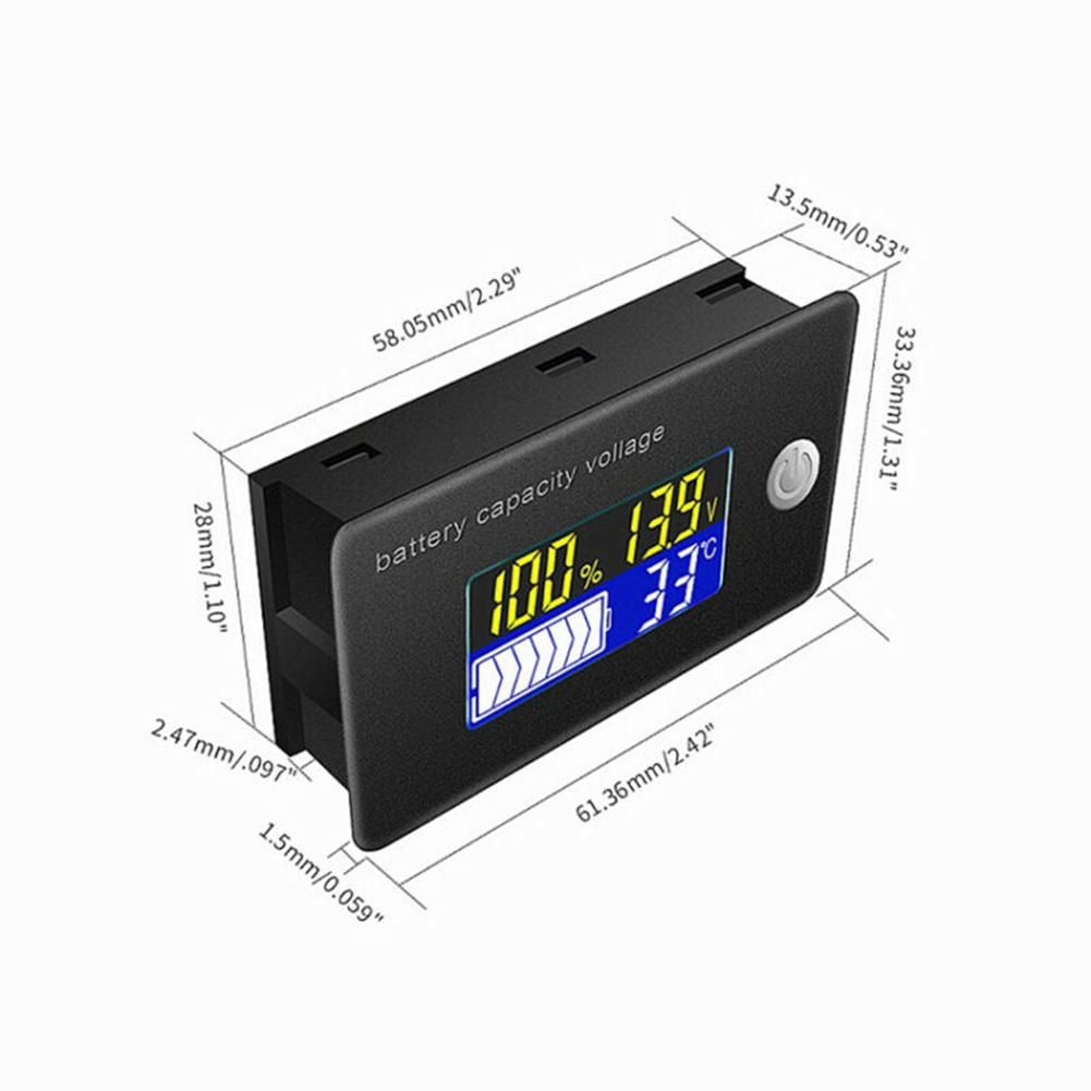 12V 24V 36V 48V Car Battery Capacity Indicator LCD Voltmeter Temperature Meter Digital Voltmeter Voltage Tester Meter Tool