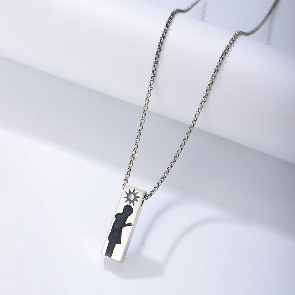 Sun And Moon Lovers Couple Necklace Sterling Silver Men And Women Japanese And Korean Clav