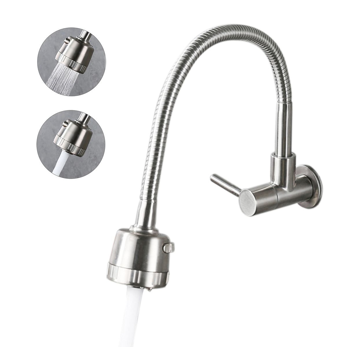 Wall-Mounted Kitchen Faucets 2 Water Modes High Arc Single