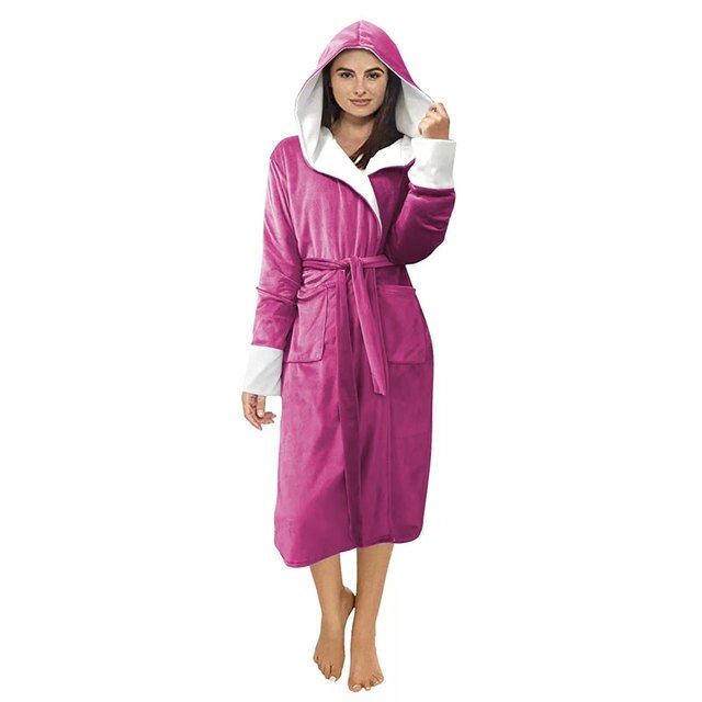 Women's Pajamas Plush Warm Long Bathrobe Pajamas
