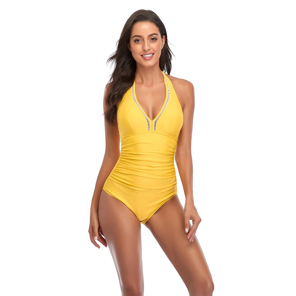 2022 European And American New One-piece Bikini V-neck Sexy