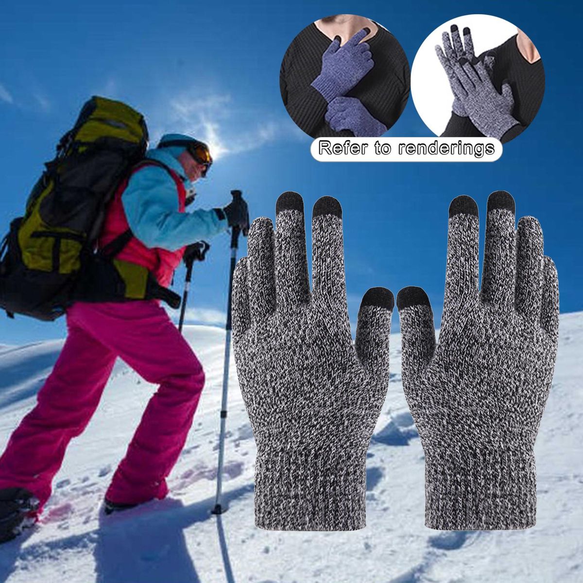 Winter Warm  Lining Anti-Slip Screen  All Finger Dark Gray