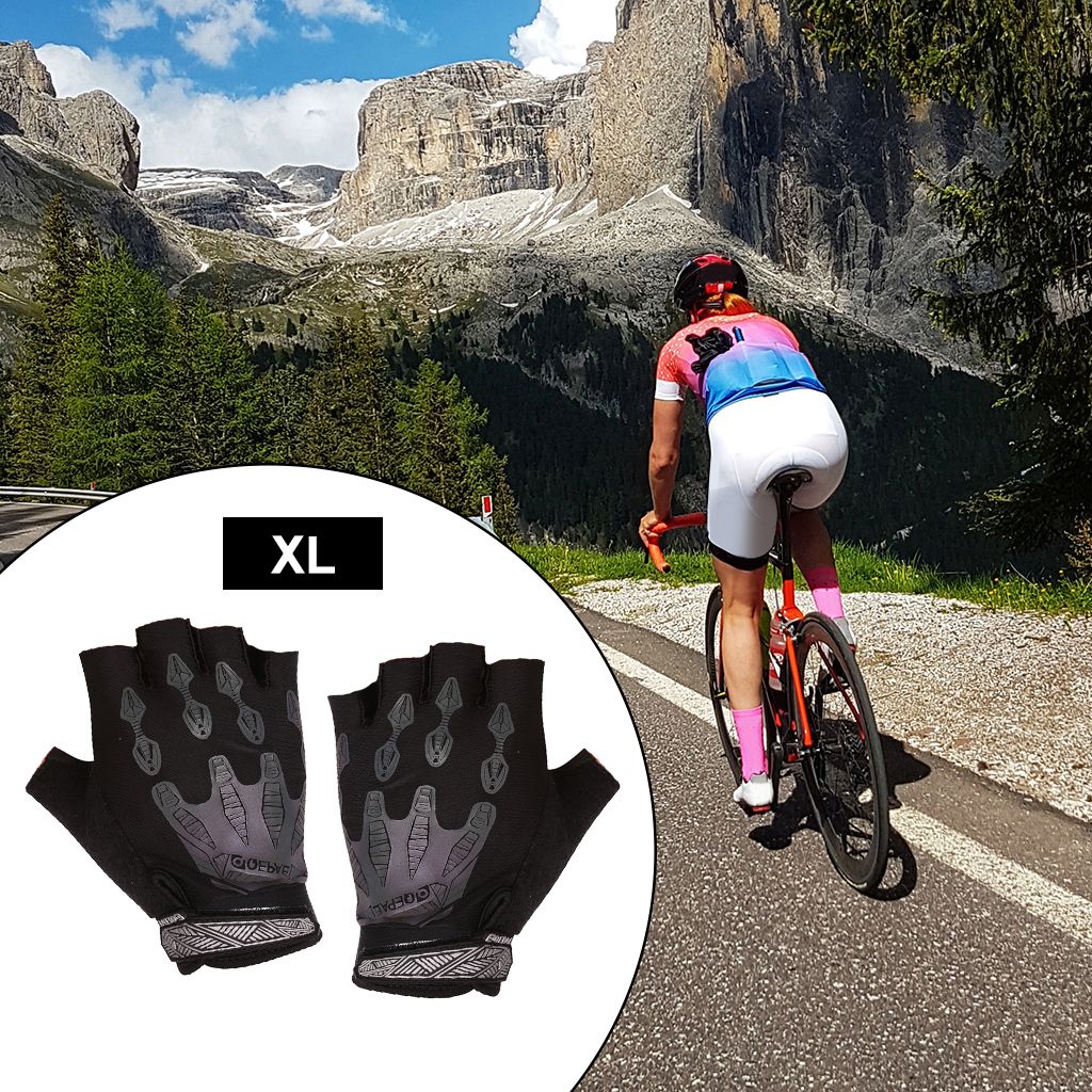 Cycling  Half Finger Bicycle Damping Fingerless Sports Black XL