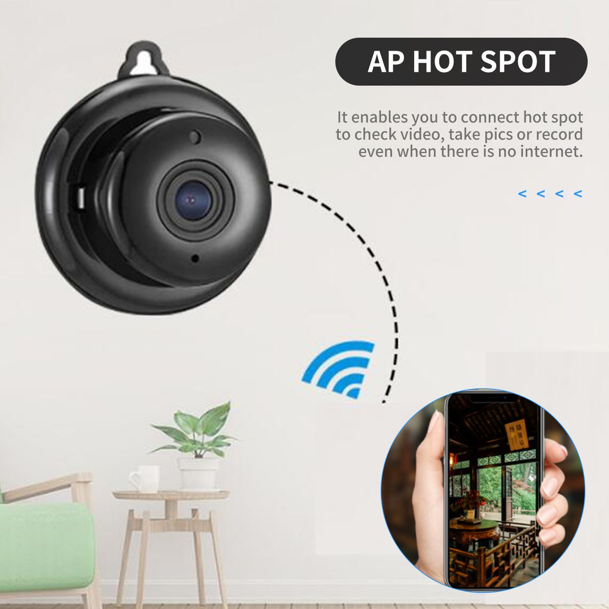 1080P WiFi Home Security Camera With AP Hotspot Support Max