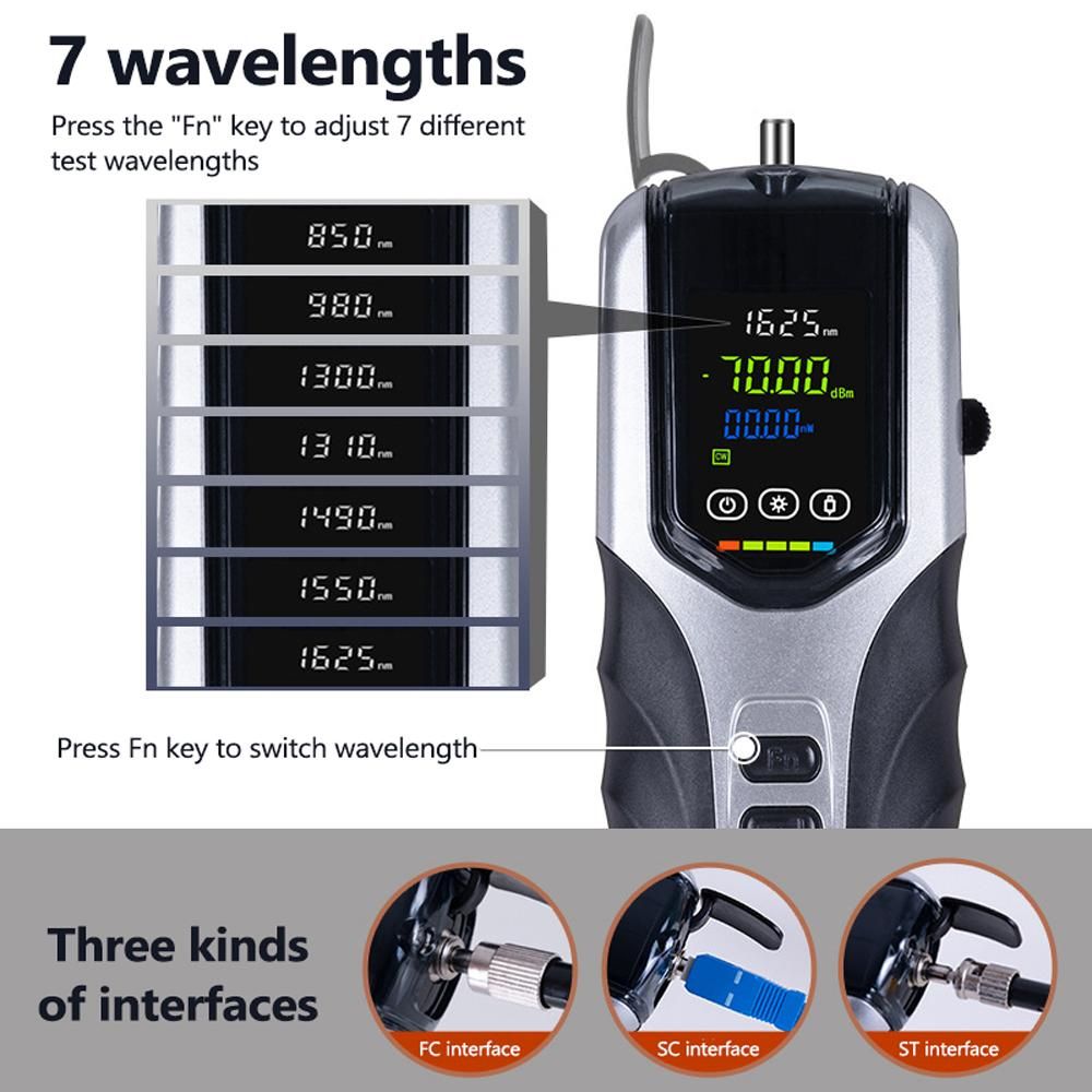 Reachargeable Optical Power Meter G750 Portable Color LCD Screen Fiber Optic Power Meter with Flash Light 7 Wavelengthes Supported