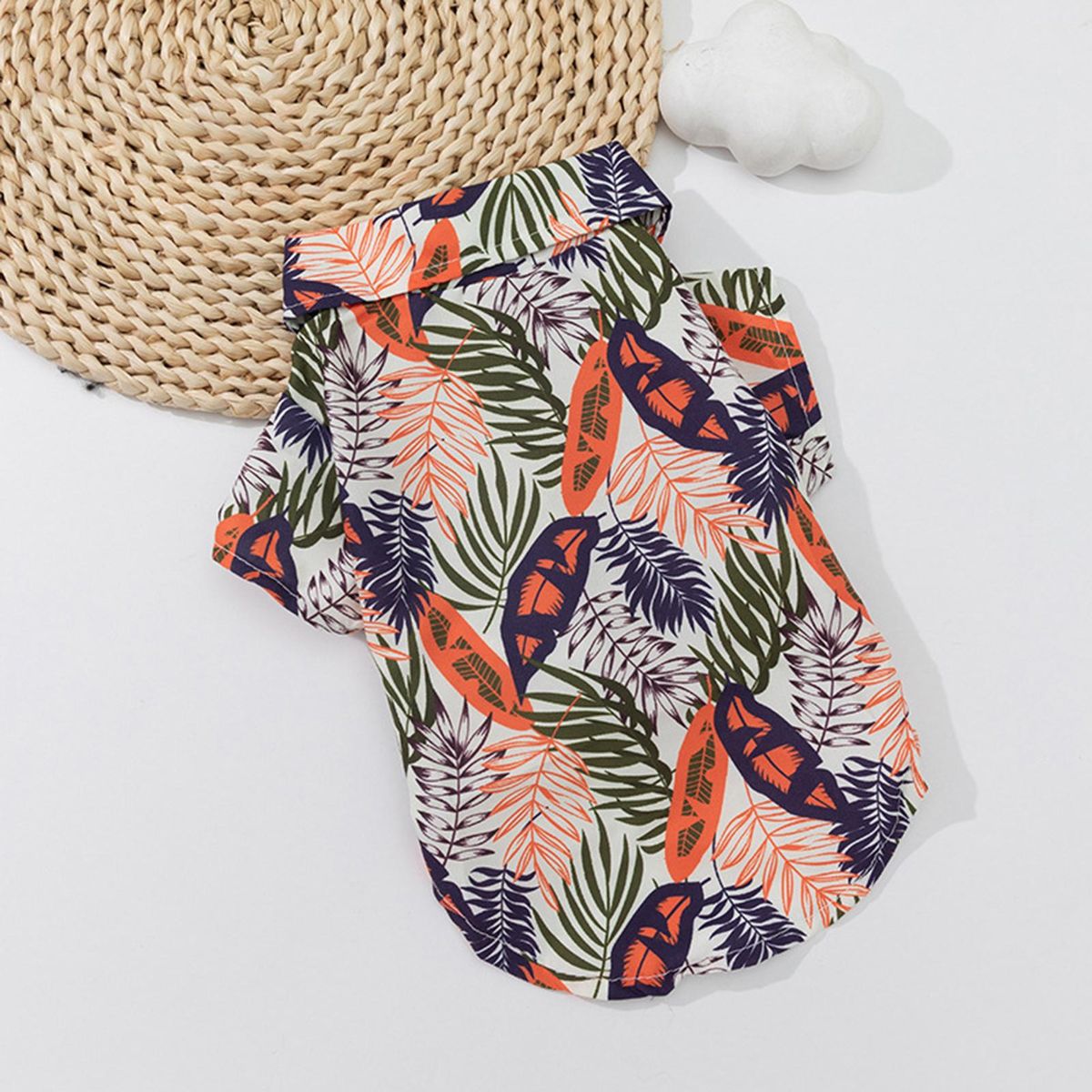 Summer Dog Blouse Feather Printing Pet Puppy Dog Two-legged Clothes Orange