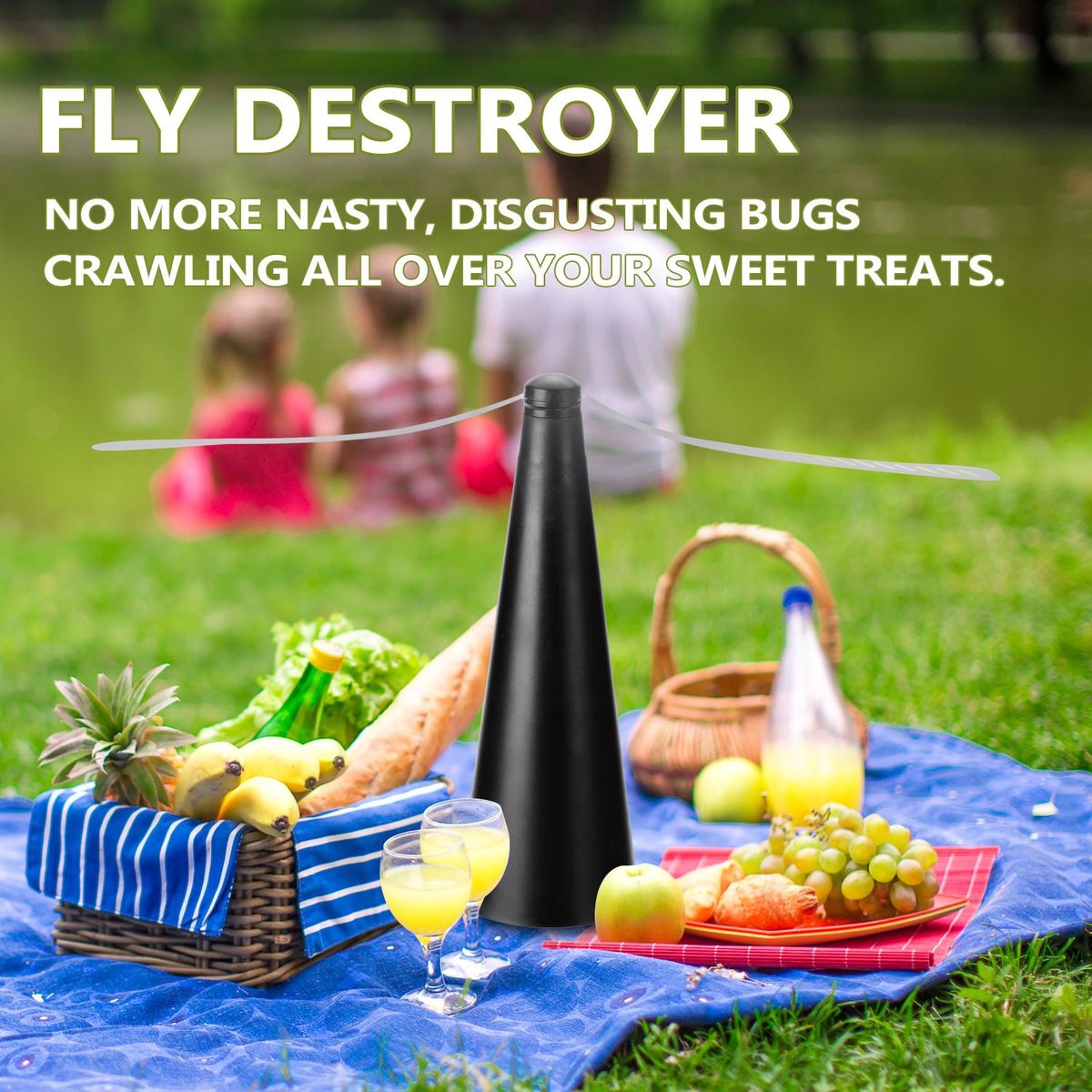 Multifunctional Fly Repellent 360° Rotation Fan-type Food Protector Pest Drive Away Table Fan
