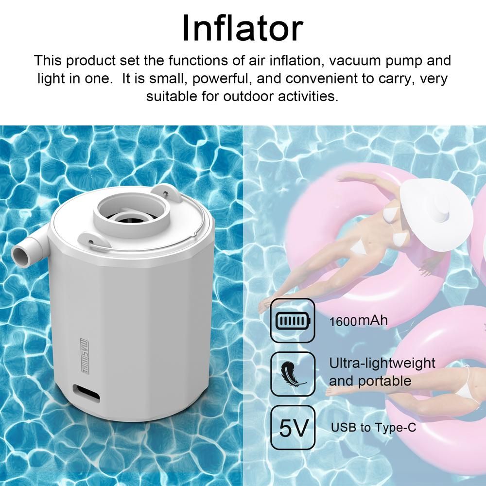 Multifunctional Portable Cordless Electric Inflator Outdoor Inflatable and Vacuum Pump Camping Light Mattress Inflator Vacuum Pump Tent Lamp