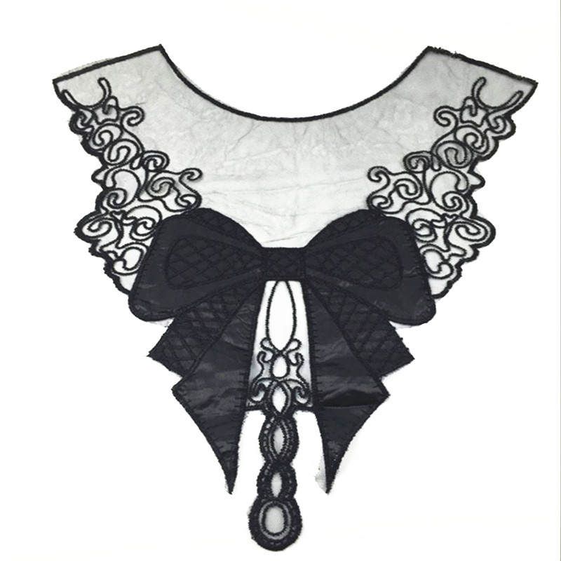 1x Bow Motif Neckline Neck Collar  Applique Sewing
