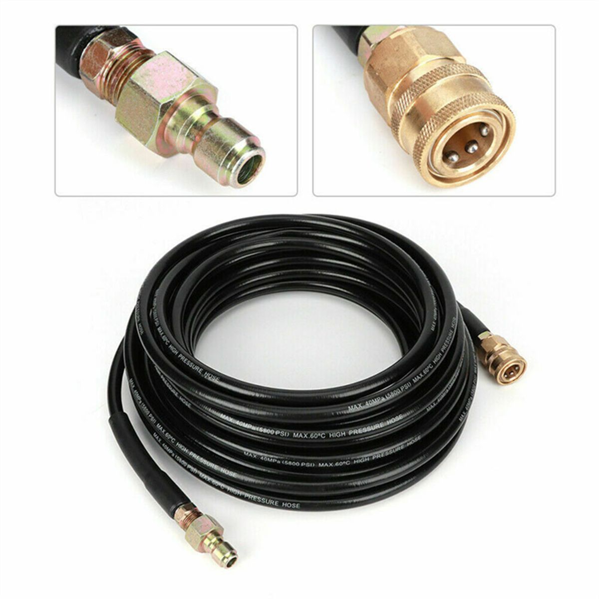 5800PSI 50ft High Pressure Washer Tube Cleaning Hose 3/8inch