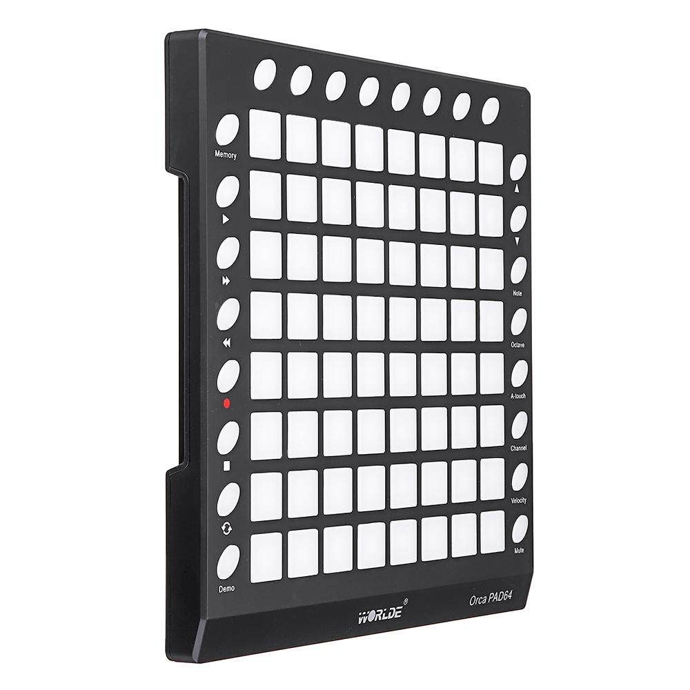 WORLDE ORCA PAD64 Portable MIDI Controller 64 Drum Pads With USB Cable 64XHigh Quality Velocity Controllers Keyboard Instrument Black (black)