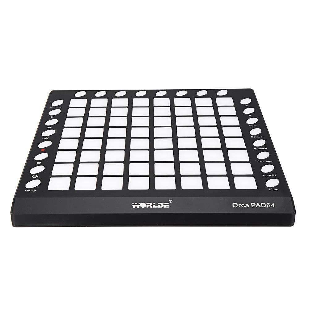 WORLDE ORCA PAD64 Portable MIDI Controller 64 Drum Pads With USB Cable 64XHigh Quality Velocity Controllers Keyboard Instrument Black (black)