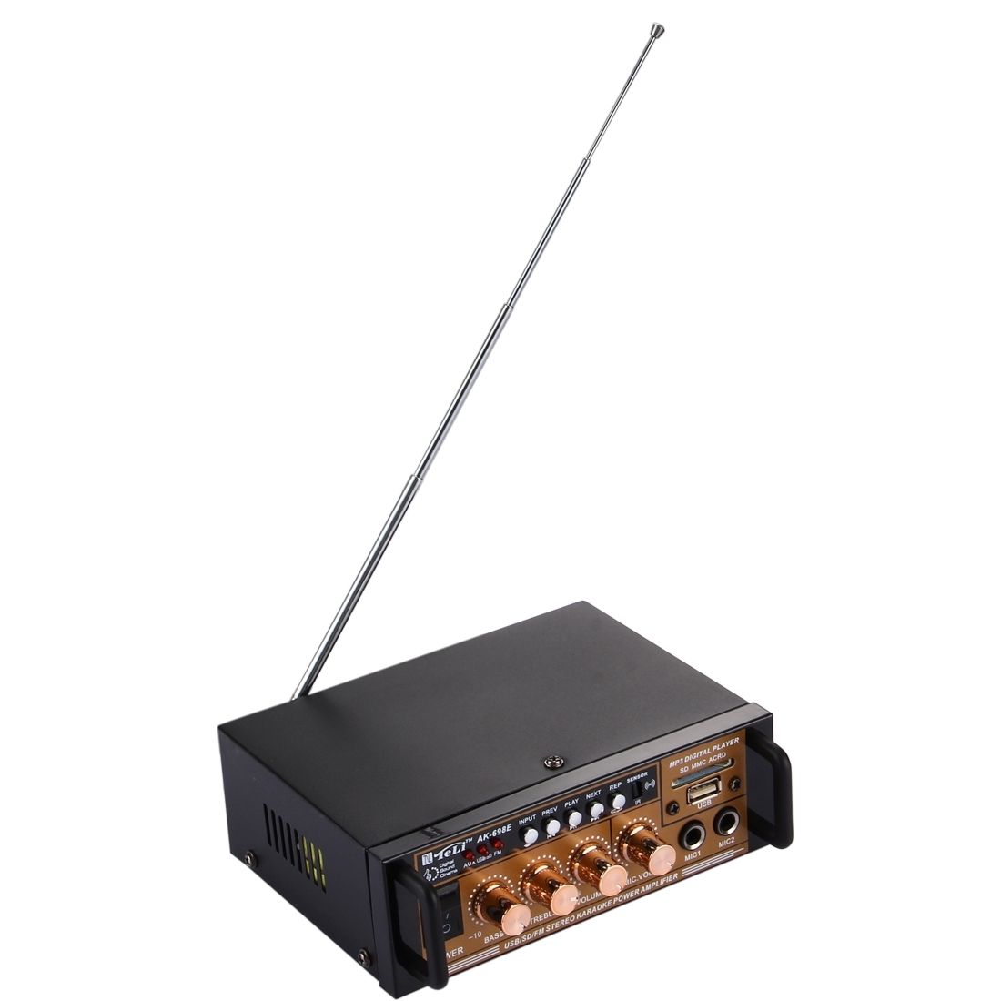 AK-698E HiFi Stereo Audio Power Amplifier 180W + 180W Digital Player With Remote Control, Support FM / SD / MP3 Player / USB, AC 220V / DC 12V(Black)