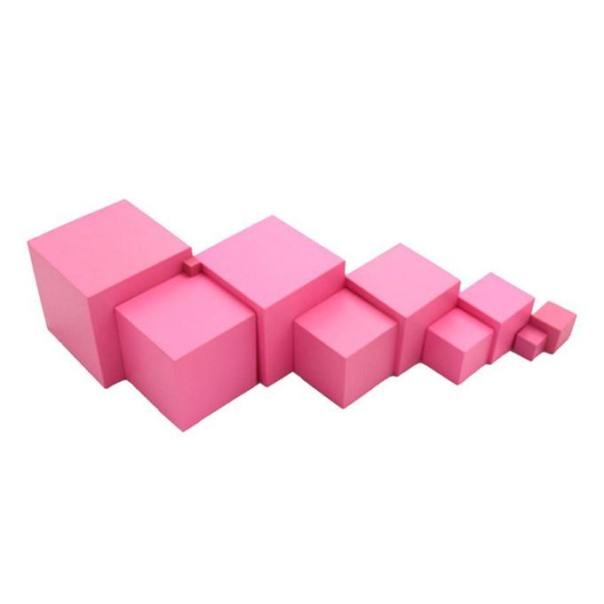 Montessori Pink Tower Wooden Cube Block Kids-Pink