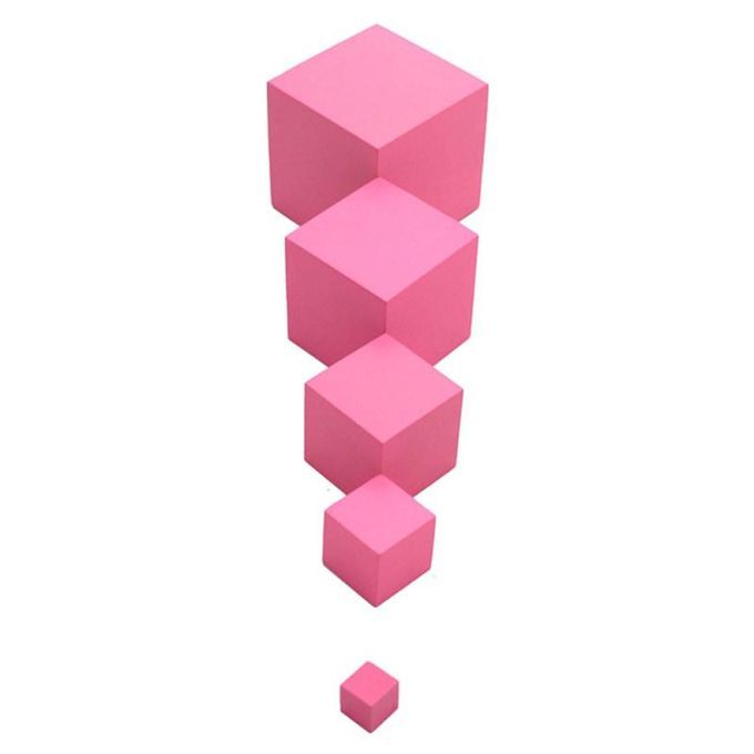 Montessori Pink Tower Wooden Cube Block Kids-Pink