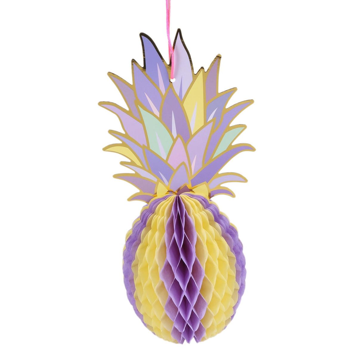 color Pineapple Shape Paper Honeycomb Balls Table Centerpiece Summer Beach Tropical Party Decoration 3 Pieces