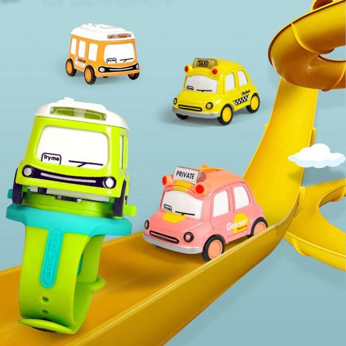 Mini Cute Funny Electronic Cartoon Car Digital Watch-Orange