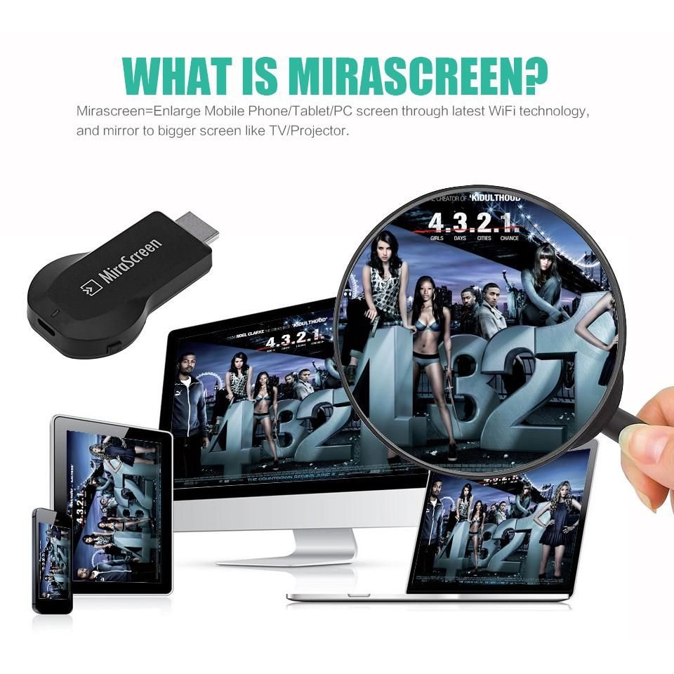 MiraScreen Phone Mirror TV Screen Like Mira Cast MiraCast ChromeCast (Black) CUIII