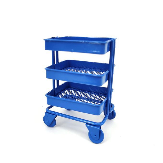 Iron 3 Tier Trolley Storage Rack DIY Doll House-Royal Blue