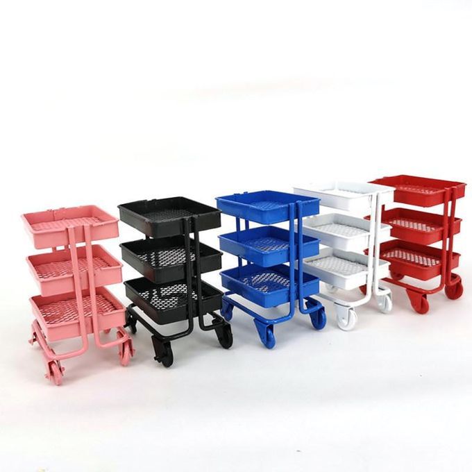 Iron 3 Tier Trolley Storage Rack DIY Doll House-Royal Blue