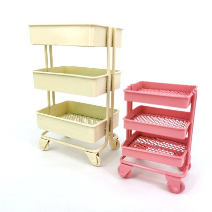 Iron 3 Tier Trolley Storage Rack DIY Doll House-Royal Blue