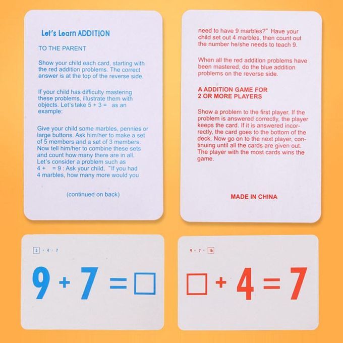 Division Addition Operation Flashcard Math Learning-