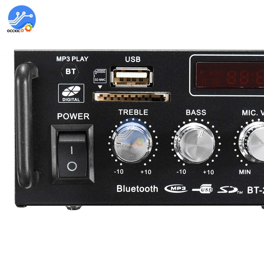 600W Bluetooth Amplifier 300W+300W 2CH HIFI Audio Stereo Power AMP USB FM Radio Car Home Theater With Remote Control- 220V