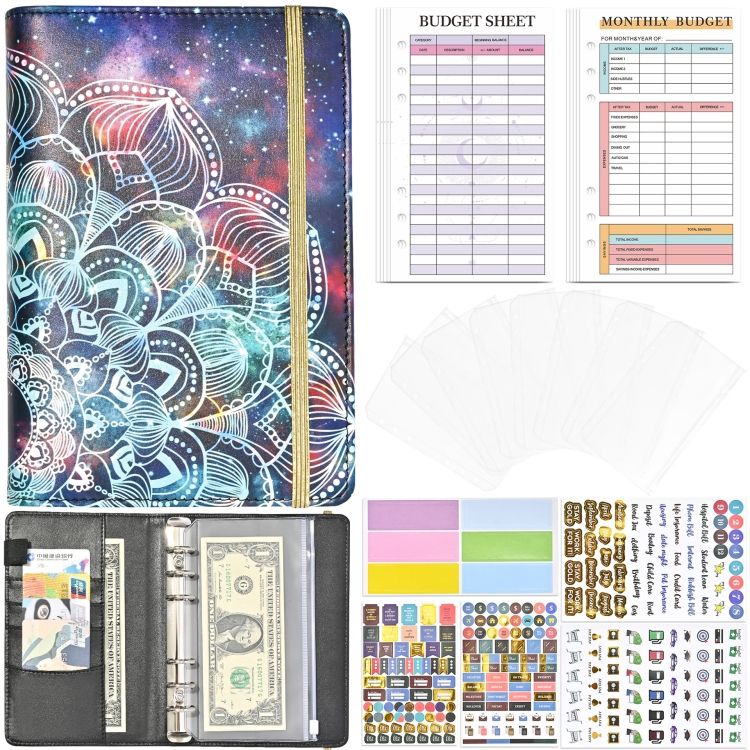 A6 Mandala PU Leather Cash Budget Book