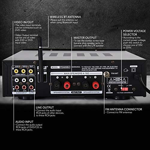 Wireless Bluetooth Power Amplifier System  200W Dual Channel
