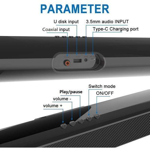 Octavia Bluetooth 5.0 Soundbar LP-S16 Rechargeable Bluetooth Speaker With Built-in Subwoofer HT